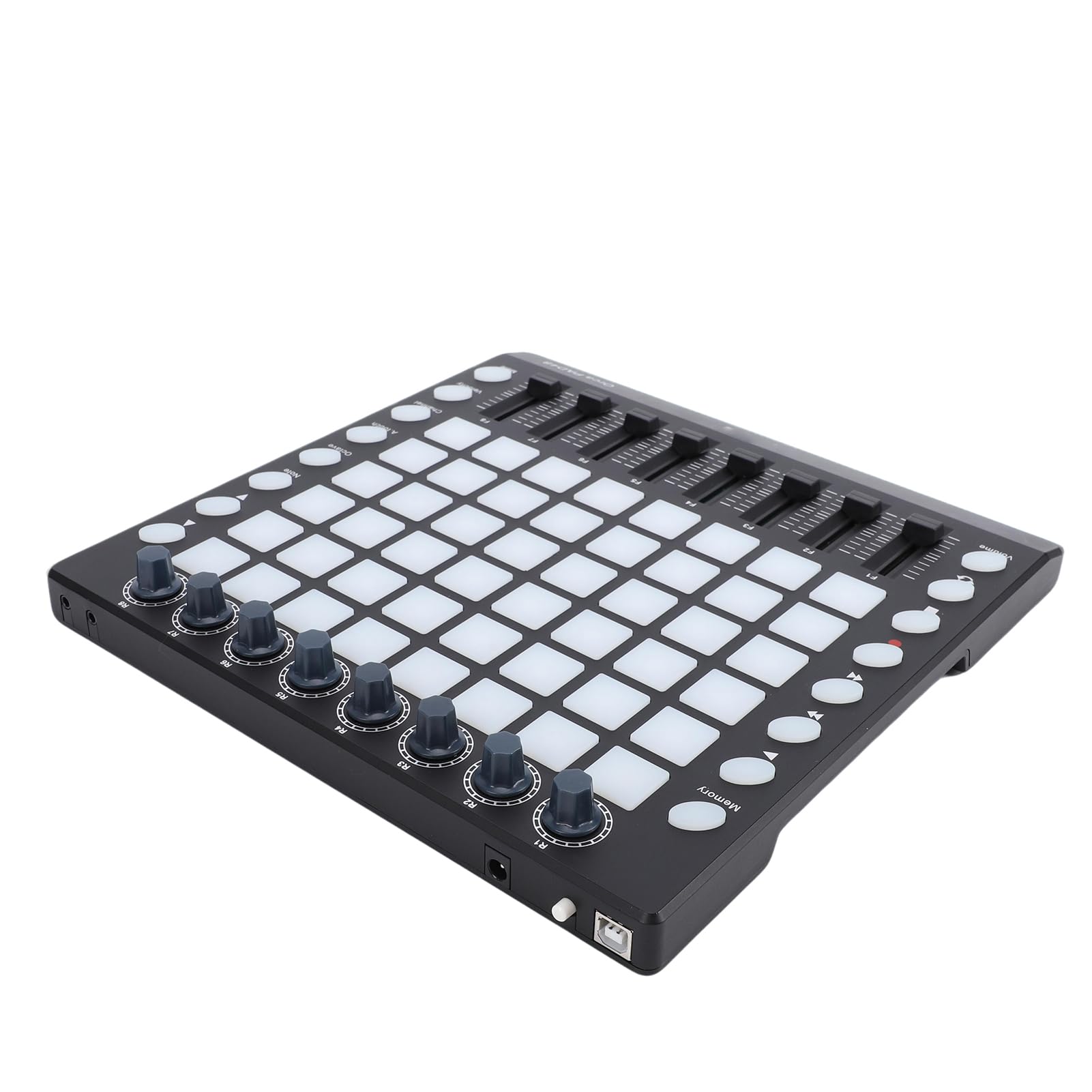 Controller MIDI USB Sensibile Alla velocità Retroilluminato 48 RGB, Pad Batteria MIDI con 8 Manopole, 8 Slider e 16 Pulsanti Funzione, Pad Portatile per la Produzione Musicale