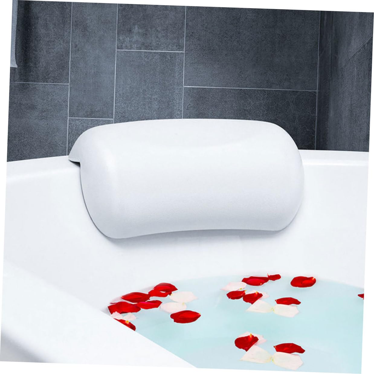 FRCOLOR Cuscino per Vasca da Bagno Ventosa Bianca Supporto Ergonomico per Testa Collo e Spalle Traspirante e Confortevole per Uso Domestico e Spa
