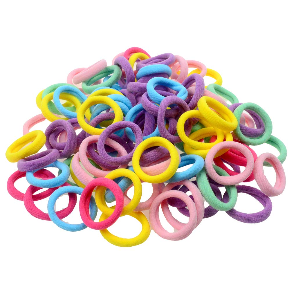 100 Pcs Pastel Color Seamless Baby Girls' Ponytail Holder Toddlers' Hair Elastics Accessories