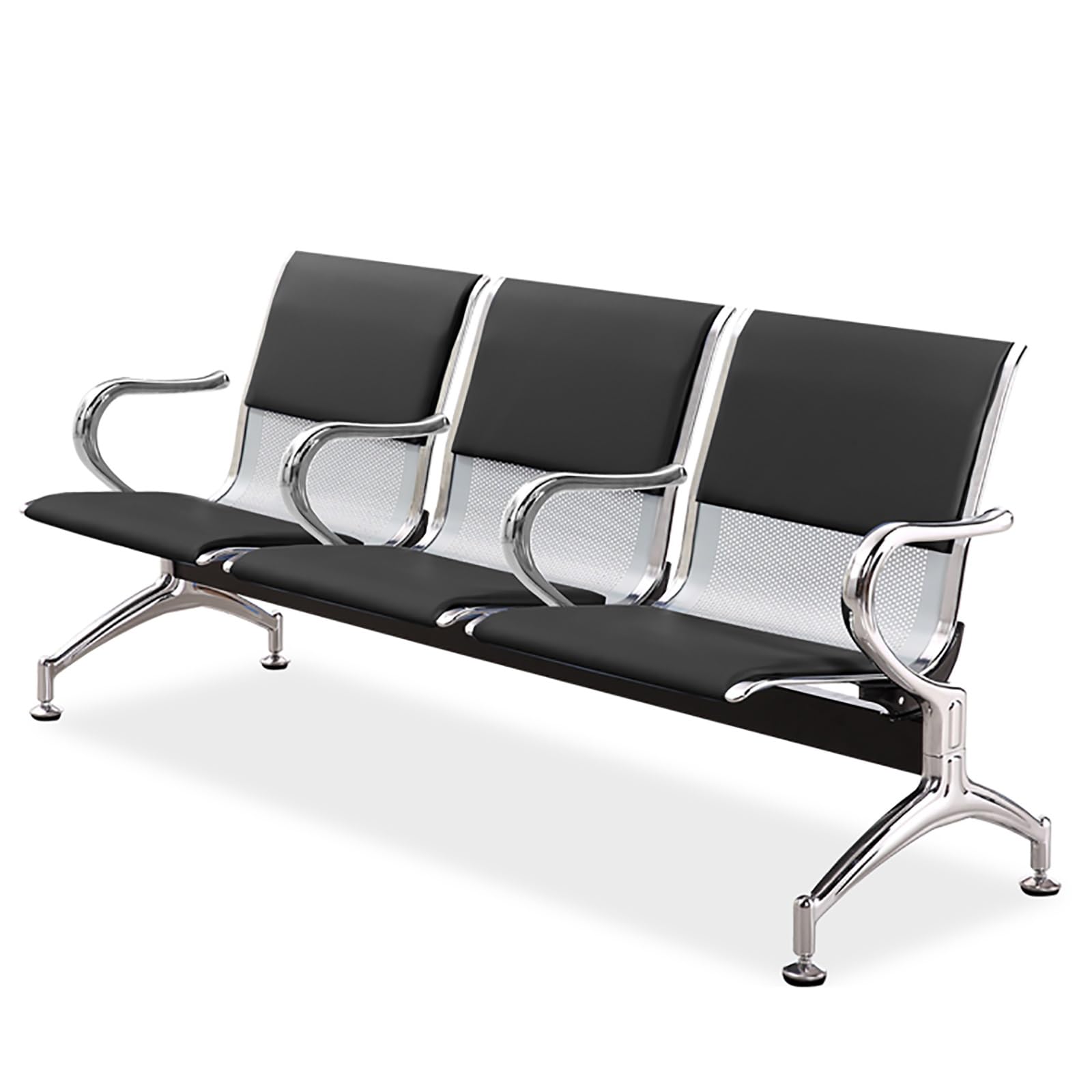 ASerZenith Reception Bench For Waiting Room & Office, Modern Design With Armrests And Backrest, Padded Seat For Comfort,Noir-Taille Unique
