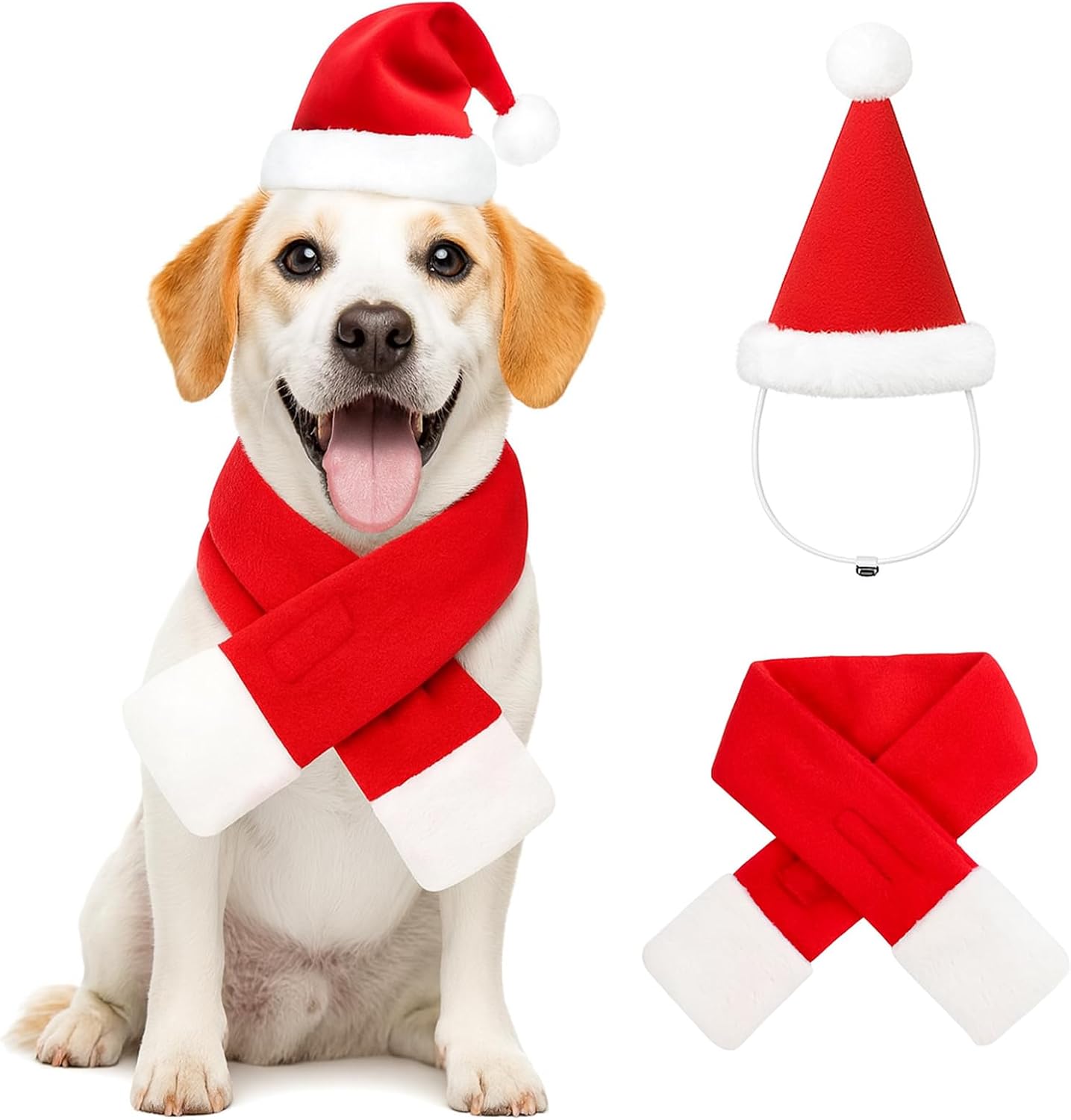 Gorro y Bufanda Navideños para Mascotas Pequeñas, 2 Piezas