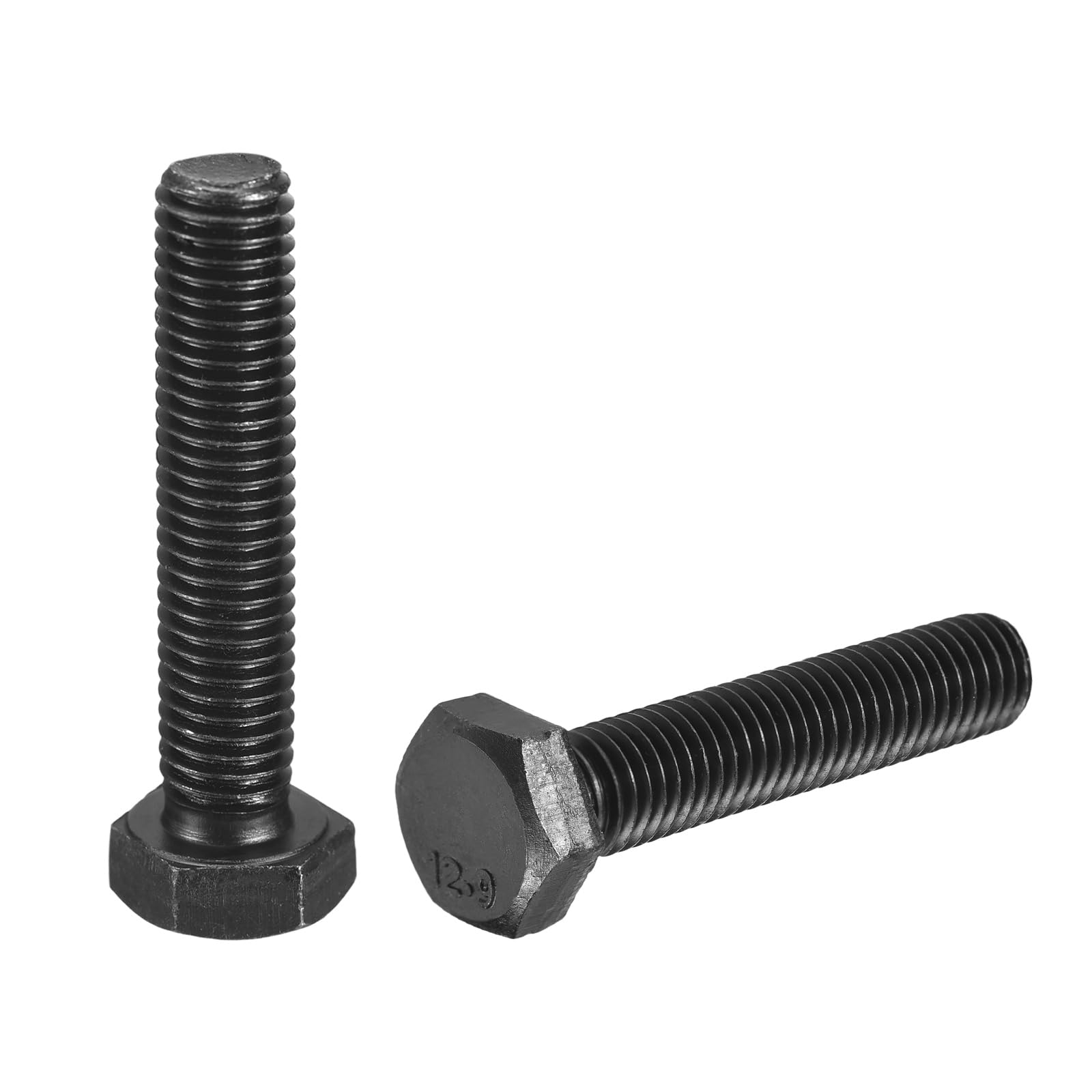 uxcell 2Pcs M10-1.5 x 50mm Left Hand Hex Head Bolt, Black Oxide Carbon Steel Reverse Fully Threaded Fastener Screws Bolts for Machinery, Automobiles