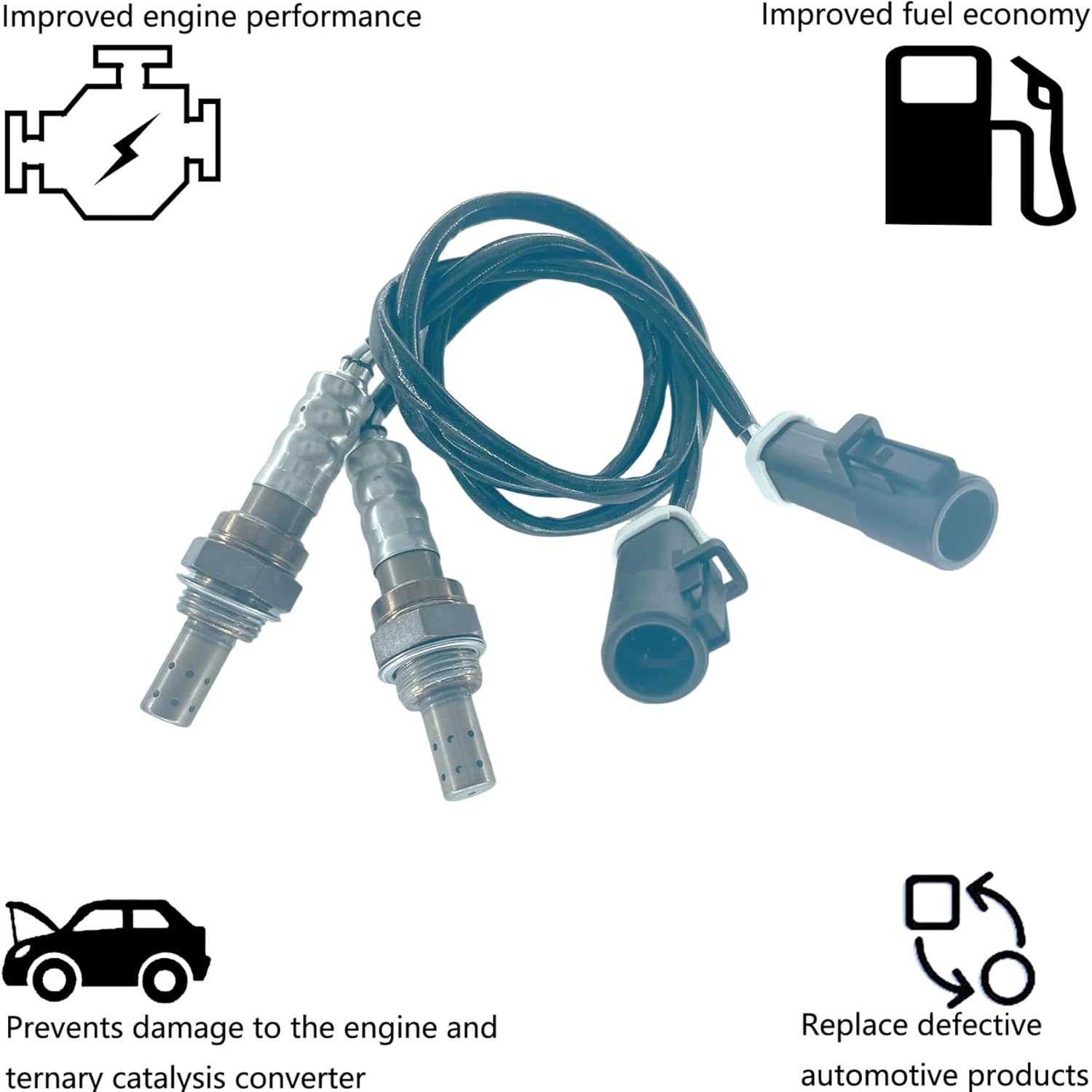 Dropwater 1 Pair Front and Rear Oxygen Sensors Replacement for Ford 1997 1996 1995 Ranger 2.3L,Replaces#234-4609 234-4611,Set of 2pcs