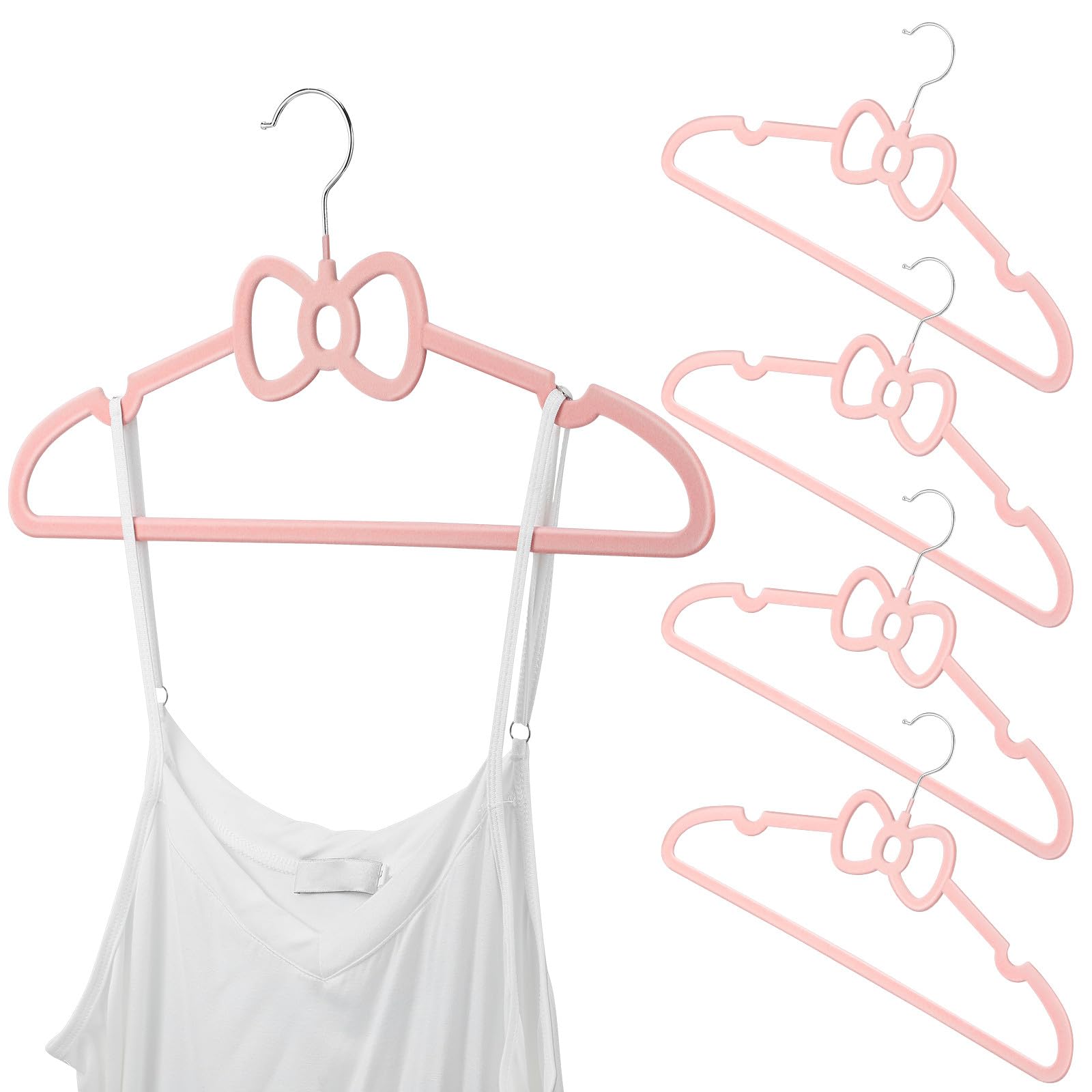 Cintres en velours rose pour accessoires de placard et dressing