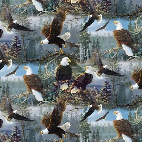 Bald Eagles Anti-Pill Premium Fleece Fabric by The Yard