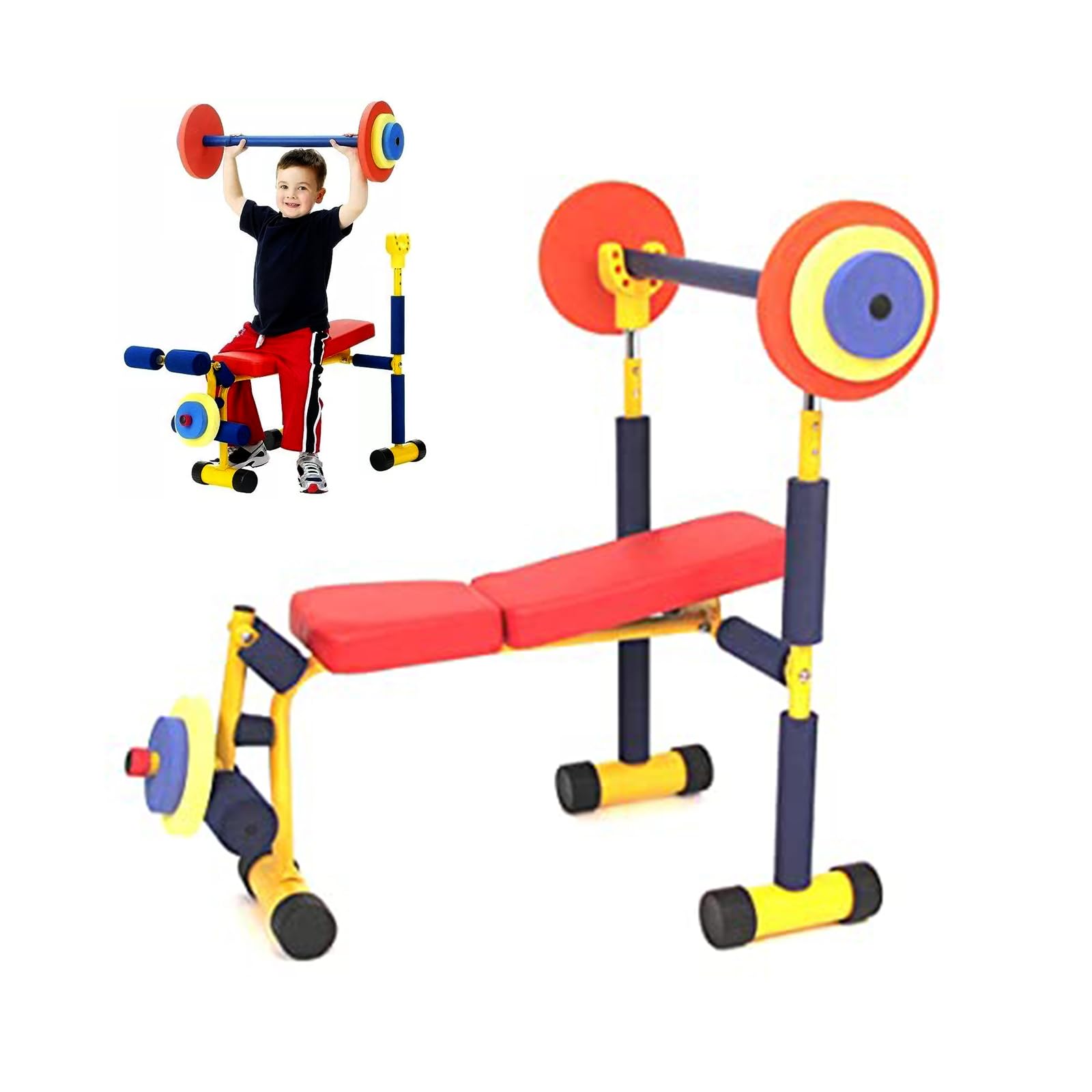 OWOHYG Fun and Fitness Exercise Equipment for Kids, Toddler Weight Lifting Set Kids Weight Bench, for Beginner Exercises and Weightlifting, Suitable for 3 to 8 Years Old Kids