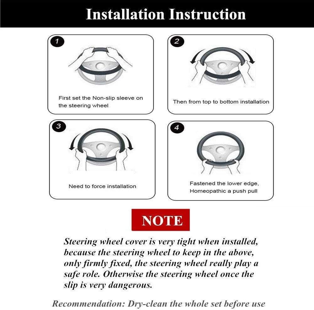 Winter Warm Wool Steering Wheel Cover 1 Set 3 Pcs Cut Fuzzy Steering Wheel Cover Handbrake Cover Gear Shift Cover (Burgundy)