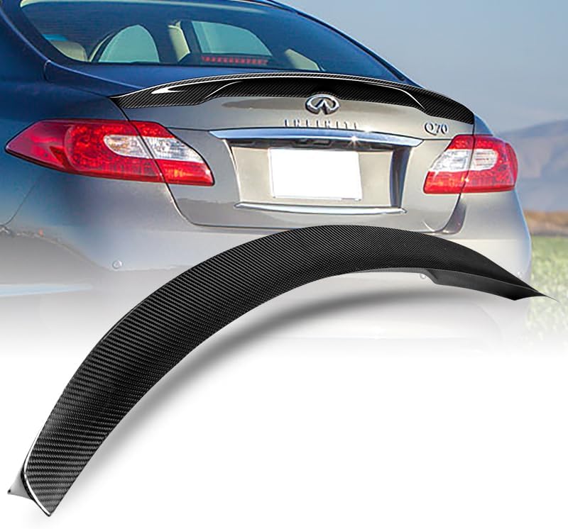 STP-Style Real Carbon Fiber Rear Trunk Duckbill Lid Spoiler Wing Compatible with 2011-2014 Infiniti M37 M56 M35 Q70 2012 2013