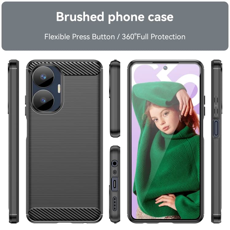 Image of NPRC Hybrid Ultra Slim Protective Case TPU Non-Slip Carbon Fiber Texture Shockproof Case Cover for Realme Narzo N55 - Black