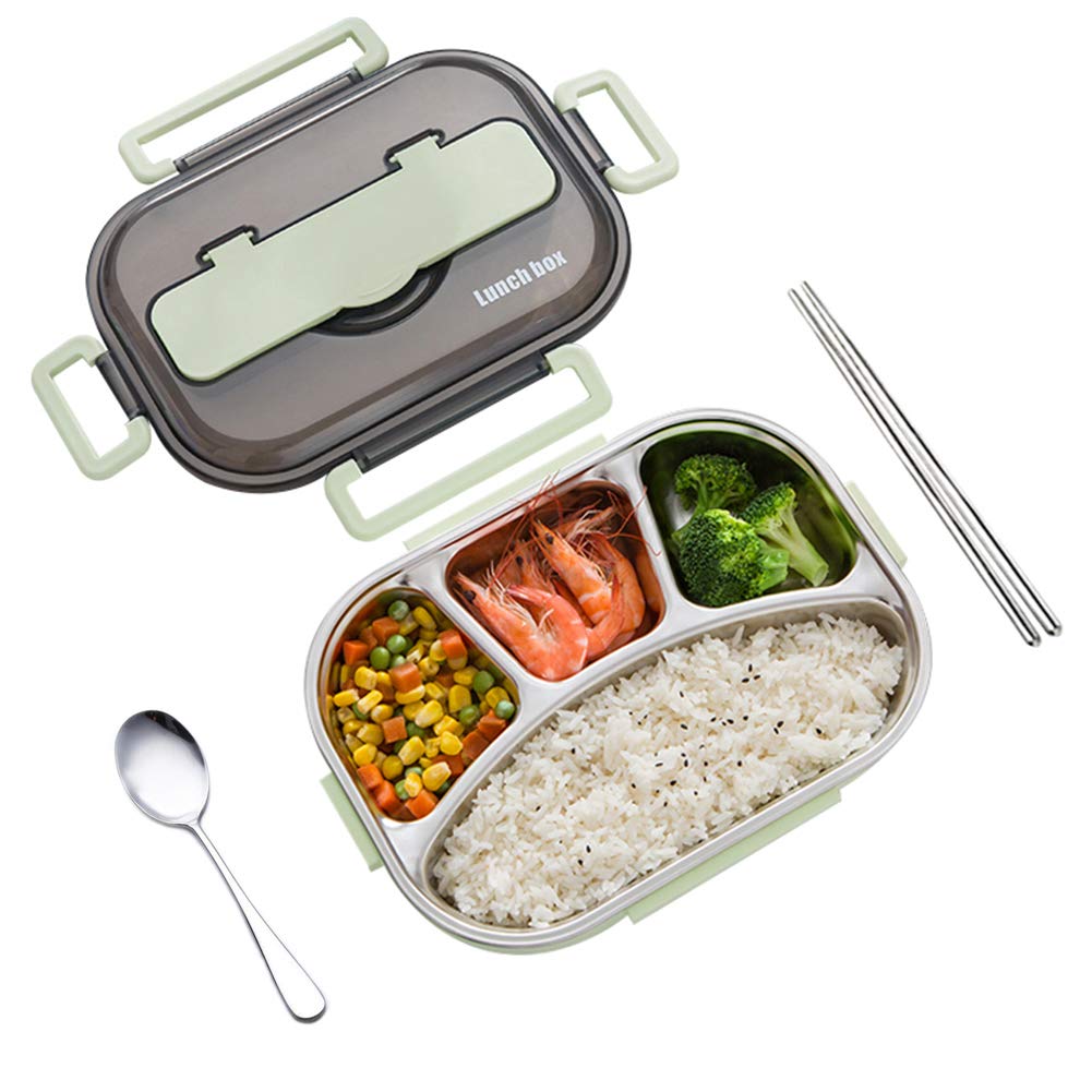 Boîte Repas Bento Linoroso 3 Compartiments - Lunch Box 2226ml Rose Avec Ustensiles Et Sauce - Micro-ondable