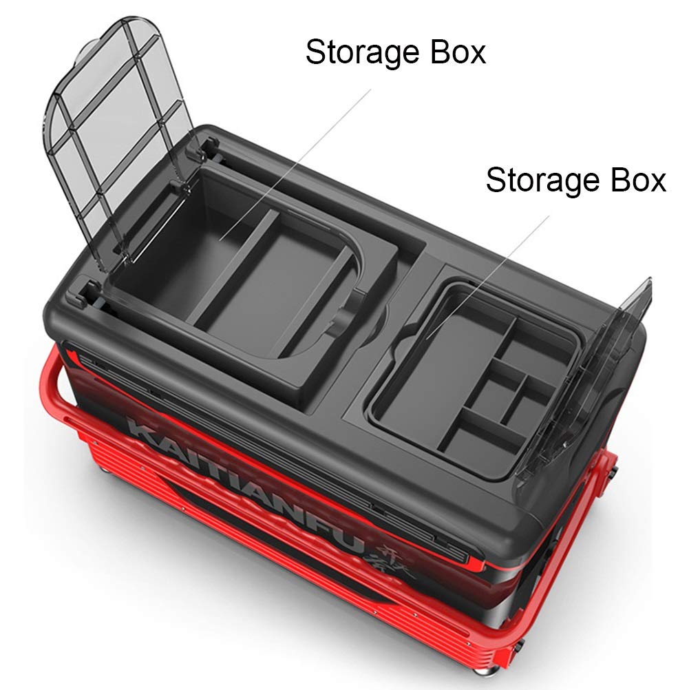 32L isolierte Angelbox mit Sitz und klappbarer Rückenlehne, Nachtangeln, Licht, Trockenbox, Kühler, Kühlzeit 72 Stunden
