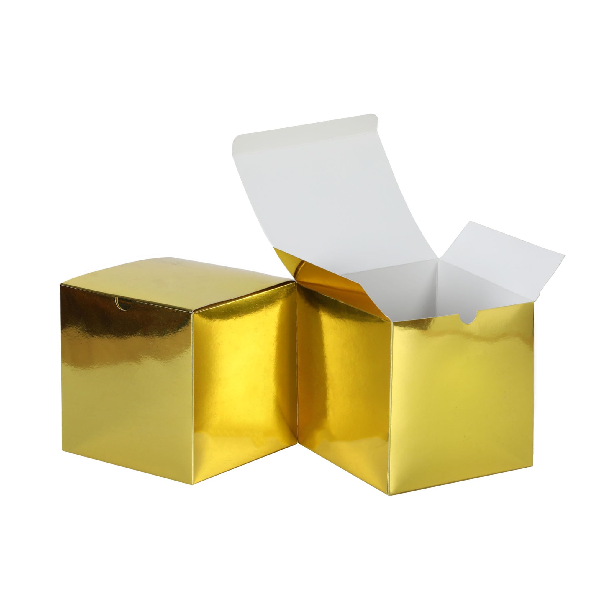 SHIPKEY 10Pcs Gold Gift Boxes with Lids, Large Wedding Box 20x20x20cm
