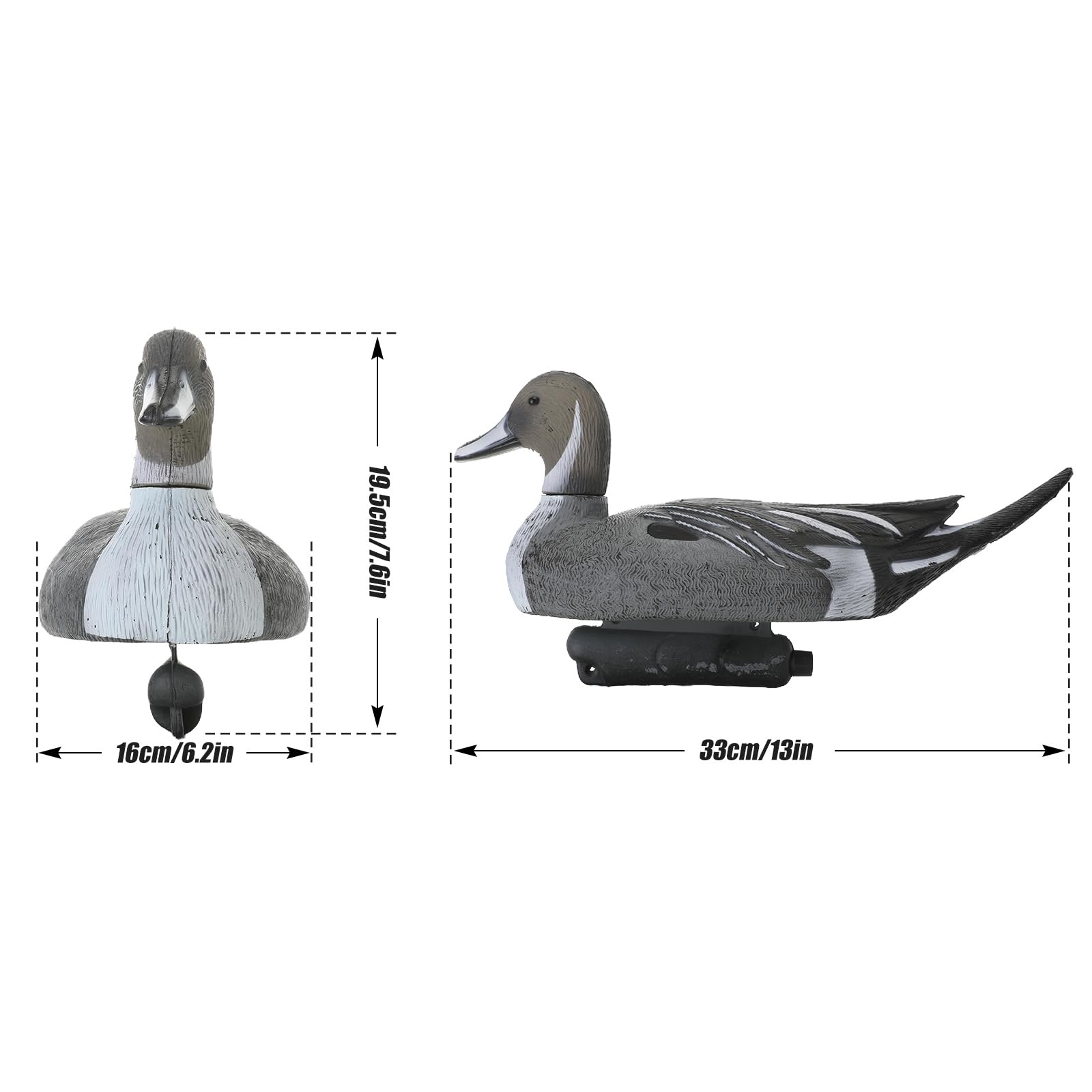 Señuelo de pato para caza, equipo de decoración de jardín (paquete de 2 señuelos de pato de cola larga)