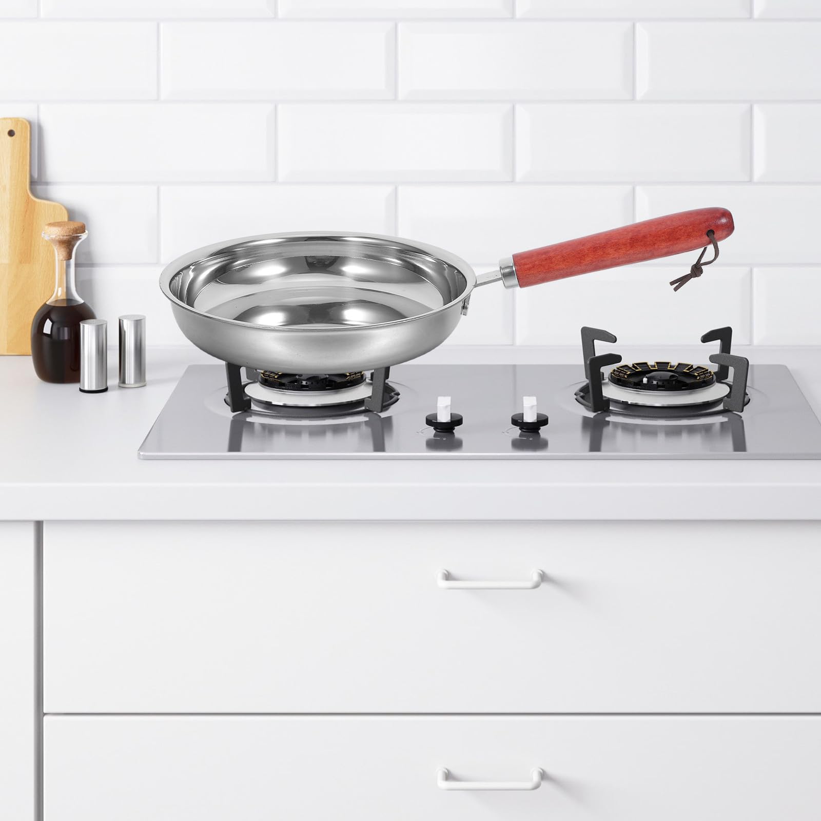 Artibetter Padella in Acciaio Inox Non Rivestito, Fondo Piatto