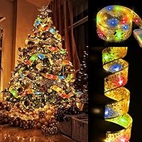 Amazon.co.jp: クリスマスリボンイルミネーションライト 5M 50LED 電池