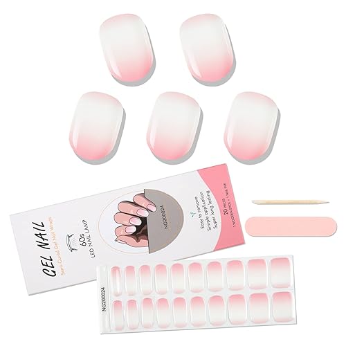 CHENYIYI 20 tiras de uñas de gel semicuradas tiras de esmalte de uñas de gel real calcomanías de uñas completas con acabado de gel brillante