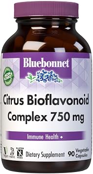 Bluebonnet Citrus Bioflavonoid Complex 750 mg Immune System Support - Hesperidin Citrus Bioflavonoids from Oranges Lemons Grapefruit & Limes - Non-GMO, Vegan, Gluten-Free - 90 Veggie Capsules | Non-GMO, Vegan, Gluten-Free