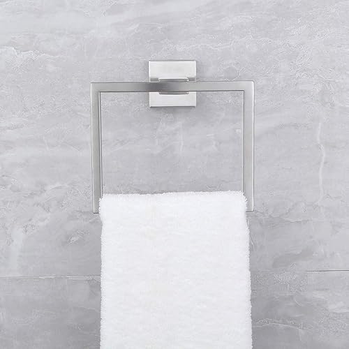 Miniatura 4 de Toallero de mano para baño SUS 304 de acero inoxidable para toallas de mano resistente, soporte de pared para toallas cuadrado simple, acabado