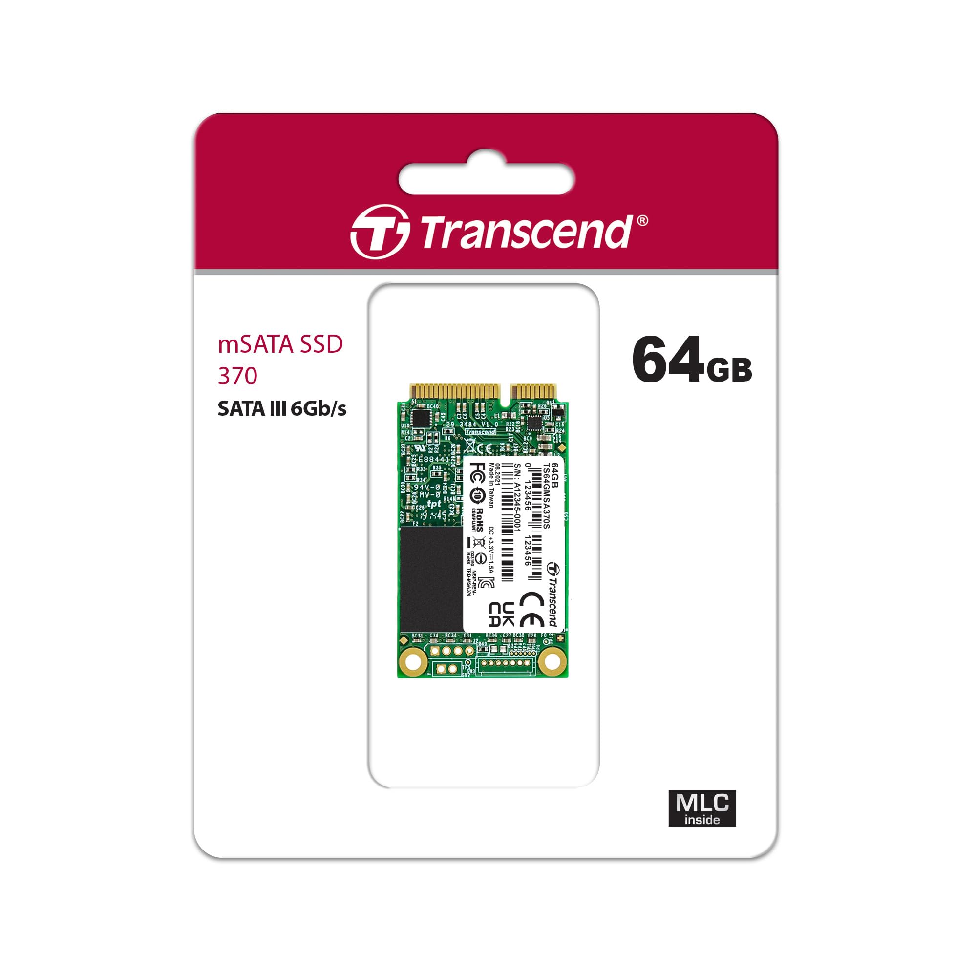 Transcend SSD Interno 64GB MSA370S mSATA SATA III 6Gb/s TS64GMSA370S