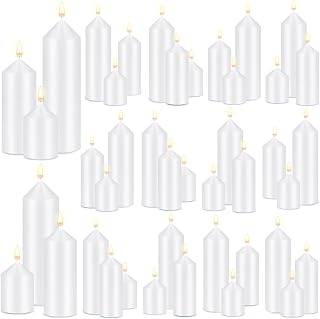 MTLEE Set of 60 White Pillar Candles Bulk 2 x 3, 2 x 5, 2 x 8 in Large Unscented Candle Tall Decorative Emergency Candles Big Cotton Wick Candle for Wedding Home Restaurant Spa Church Decoration