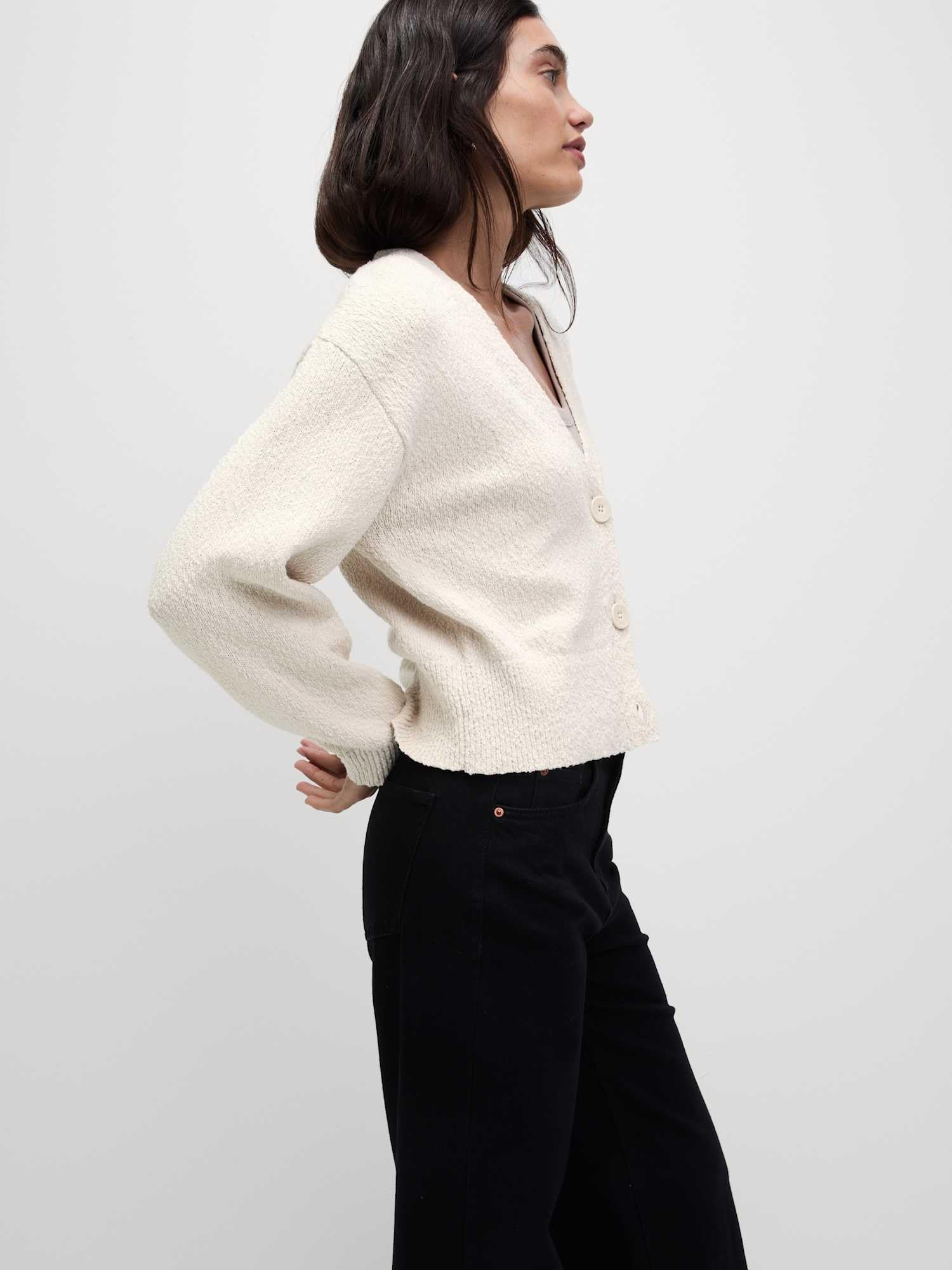Marks & Spencer Donna Cardigan Testurizzato Scollo a V Comodo Ricco di Cotone – vestibilità Comoda