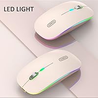 Vista 3 de TENMOS Ratón inalámbrico Bluetooth, LED delgado (Bluetooth 5.1 + USB) 2.4GHz ratón Bluetooth recargable silencioso con adaptador tipo C para Rosa