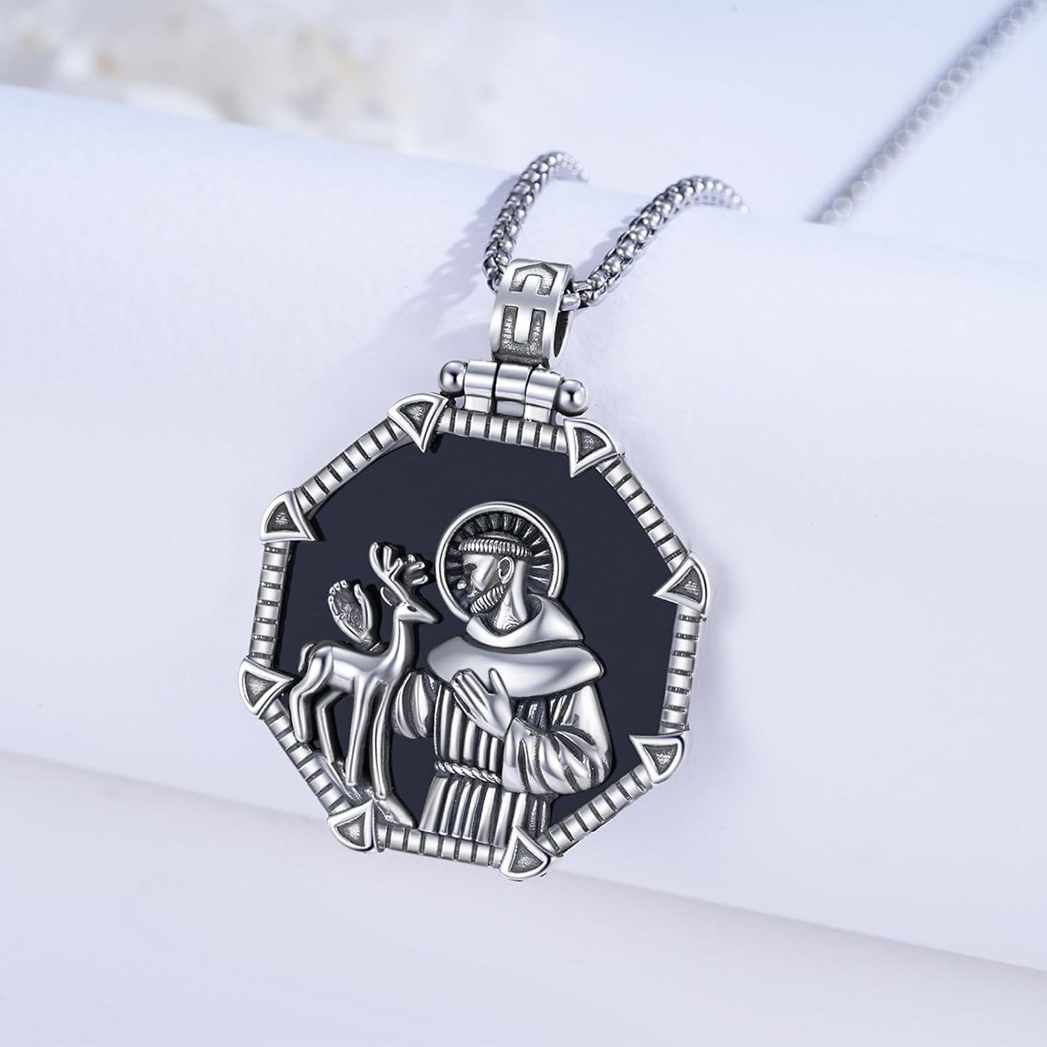 Saint Necklace 925 Sterling Silver St Necklace Amulet Pendant Jewelry Religious Gift for Men Women - Image 5