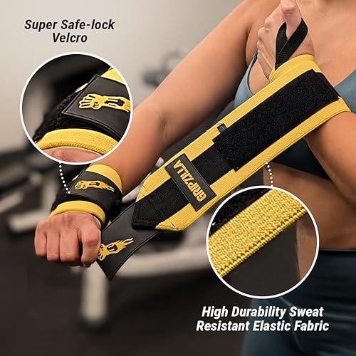 Miniatura 3 de GRIPZILLA Muñequeras para levantamiento de pesas para hombres y mujeres, correas de muñeca más pesadas de alta calidad para levantamiento de pesas,