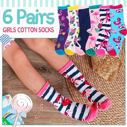 Image of EBMORE Kids Girls Boys Socks Cotton Crew Cute Animal Pattern Fashion Fun Novelty Socks 6 Pack