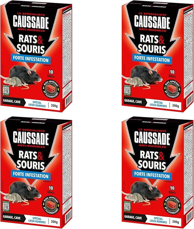 Caussade Raticide Canadien Pâtes 400g - 40 Appâts Anti Rats & Souris - Fabriqué En France