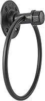 Vista 3 de HighFree Industrial Towel Ring, Farmhouse Pipe Hand Towel Holder, Matte Black Wall Mounted Bathroom Hardware, Rustic Towel Ring for Bathroom (1)