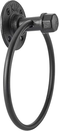 Miniatura 3 de HighFree Anillo de toalla industrial, soporte para toalla de mano de tubería de granja, accesorios de baño montados en la pared negro mate, anillo