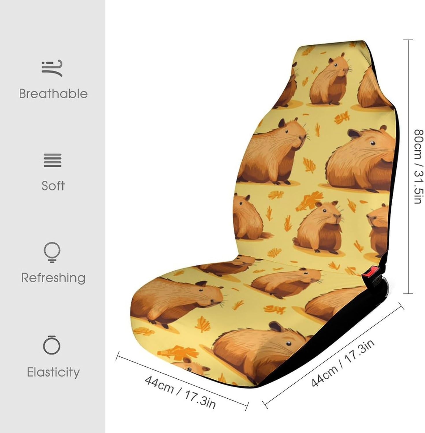 Capybara Car Seat Covers Universal Car Front Seats Protector Auto Interior Accessories 1PCS