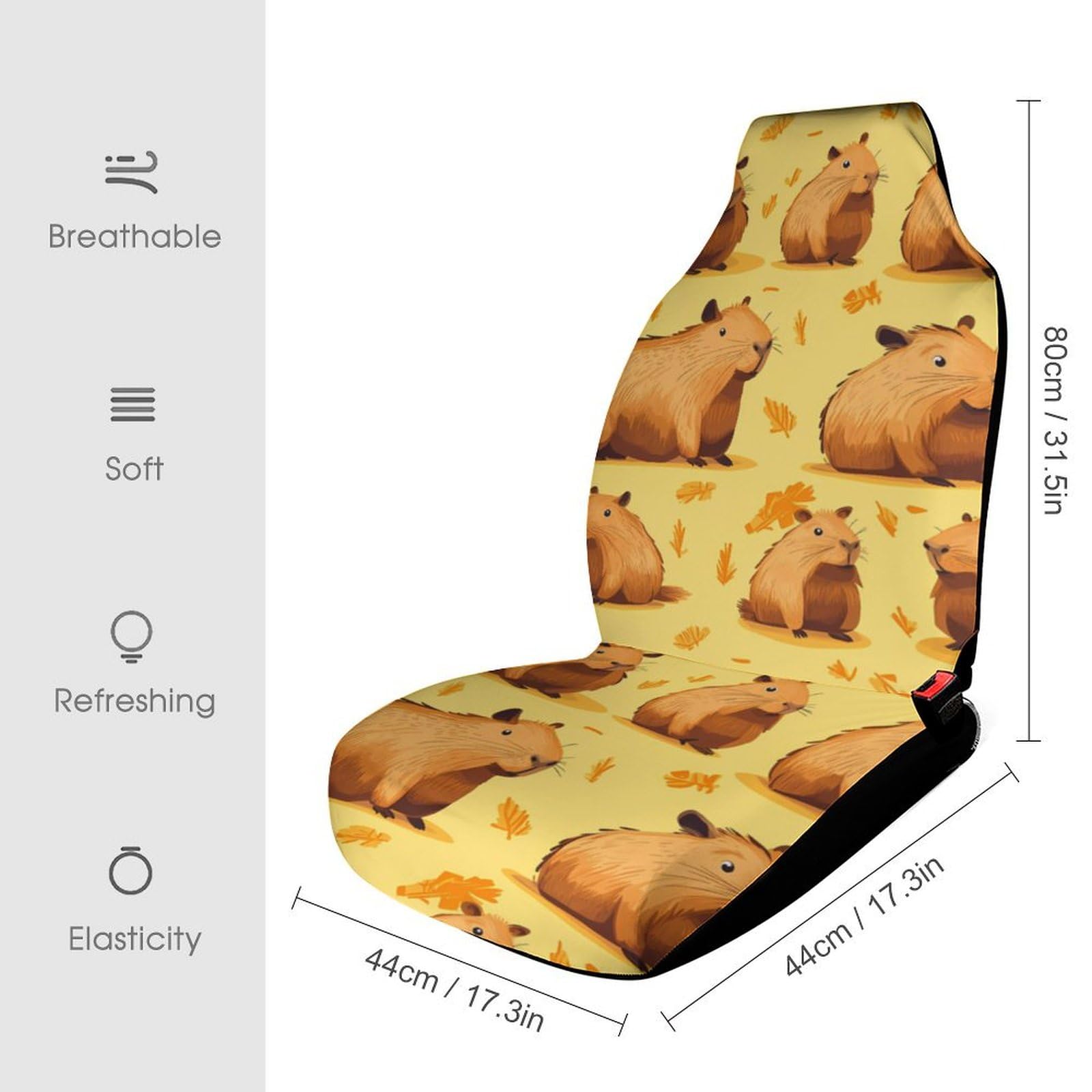 Capybara Car Seat Covers Universal Car Front Seats Protector Auto Interior Accessories 1PCS