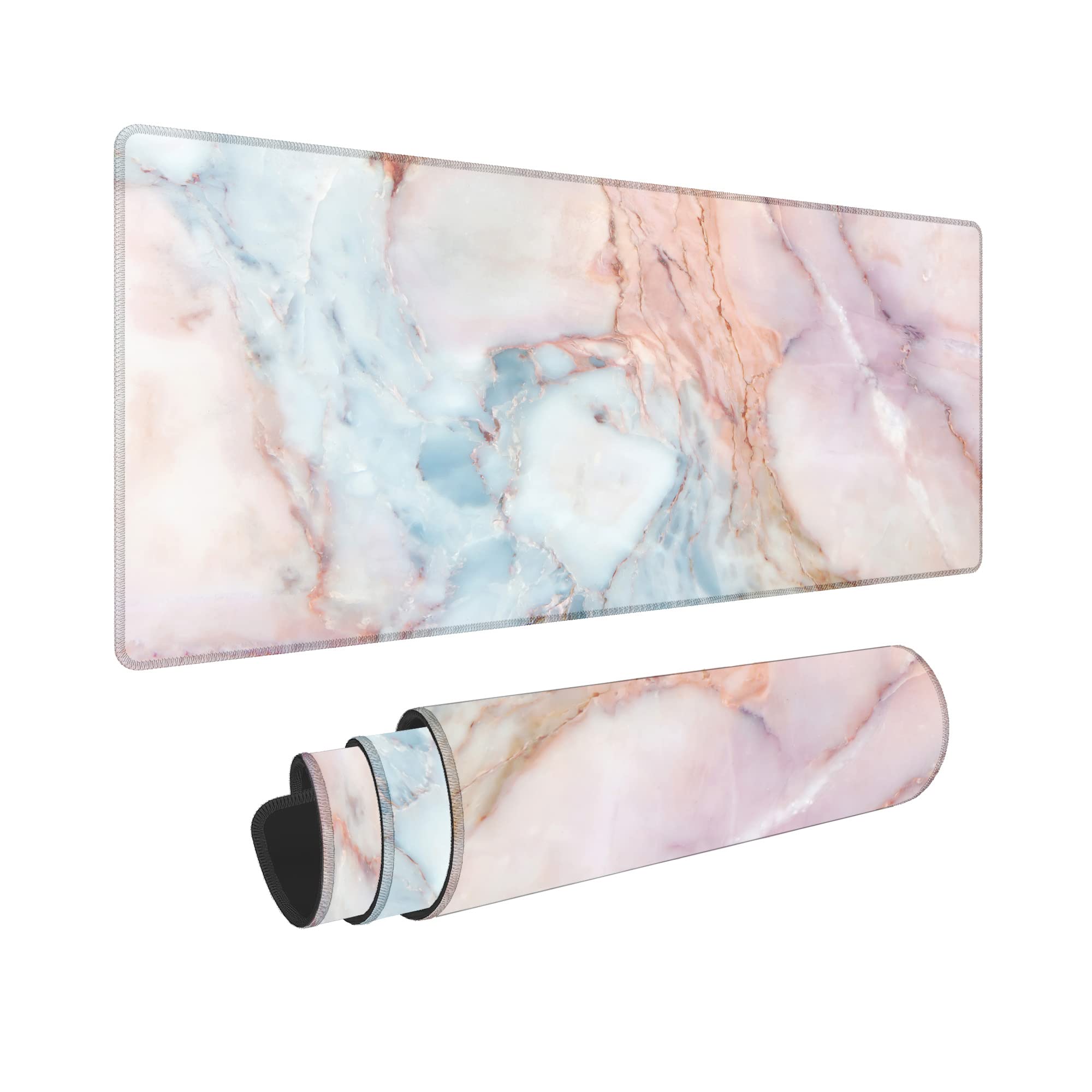 Pink Marble Pink Mouse pad for Desk Cute Pink Desk Accessories, Large Desk Mat Large Mouse Pad,Keyboard pad Laptop mat(31.5X15.75in)Laptop Protector Computer Accessories Cute Pink Desk mat