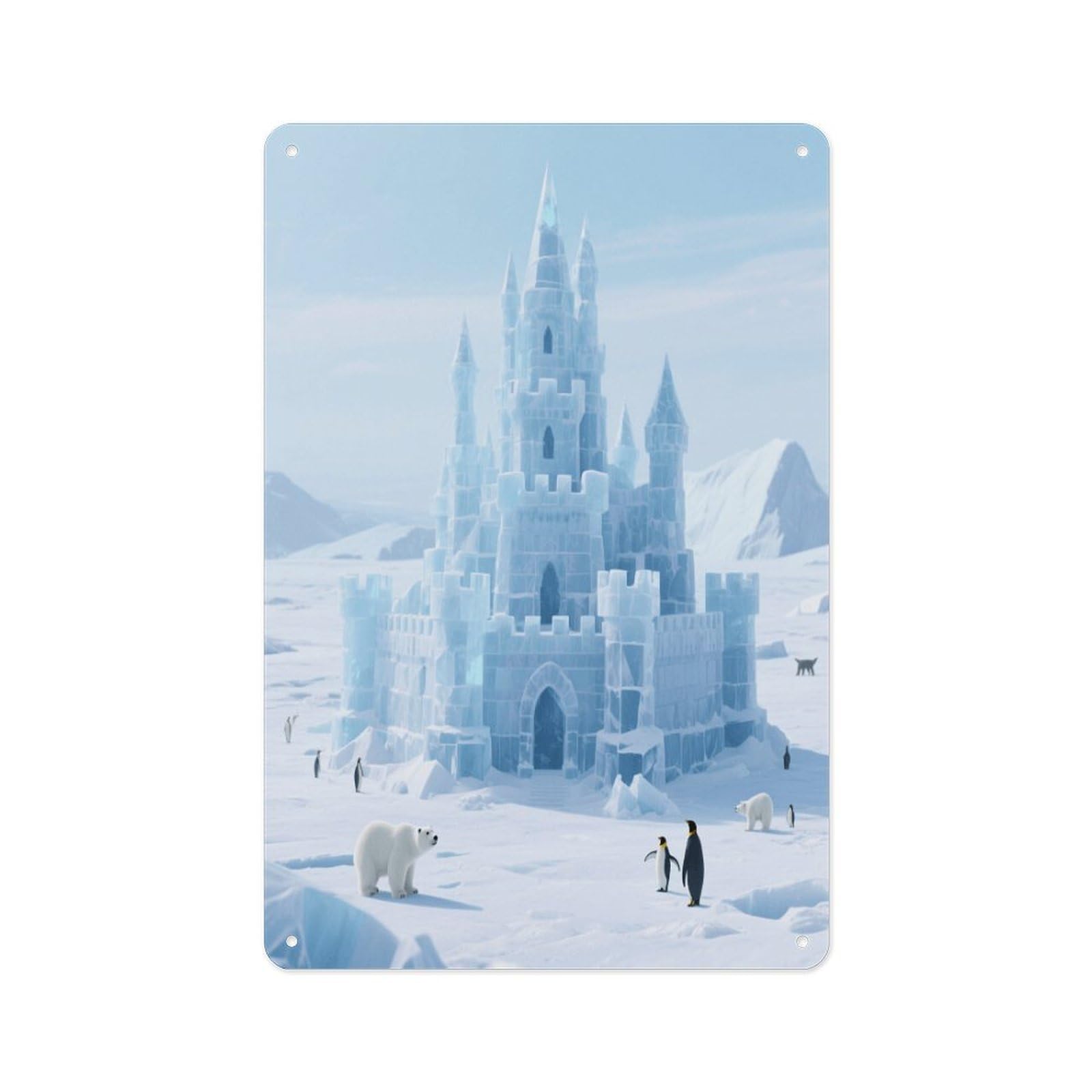 Fekiloot Style Ice And Snow Castle Icefield Wall Decor Metal Signs Tin Signs Poster