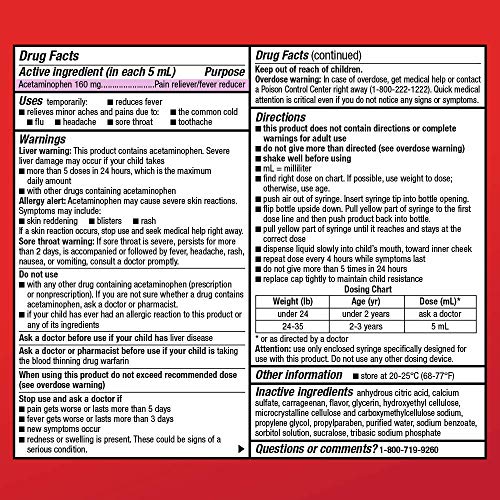 image for Amazon Basic Care Infants' Pain & Fever, Acetaminophen 160 mg per 5 mL