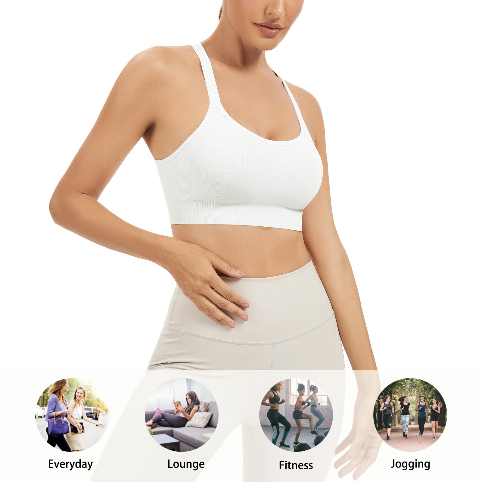 Biustonosze sportowe typu racerback dla kobiet niewyściełany biustonosz treningowy bezszwowy joga siłownia fitness top