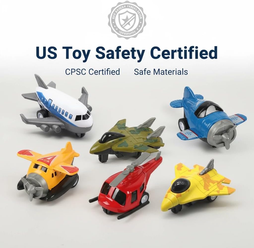 6PCS Pull Back Airplane Set Military Fighter Jet Helicopters Aircraft Toys Die Cast Airplane Toys for Kids Birthday Party Favors