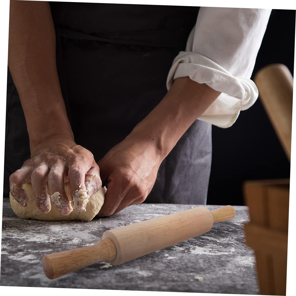 Rubberwood Rolling Pin for Dough, Pastry, Pasta, and Biscuits image 3