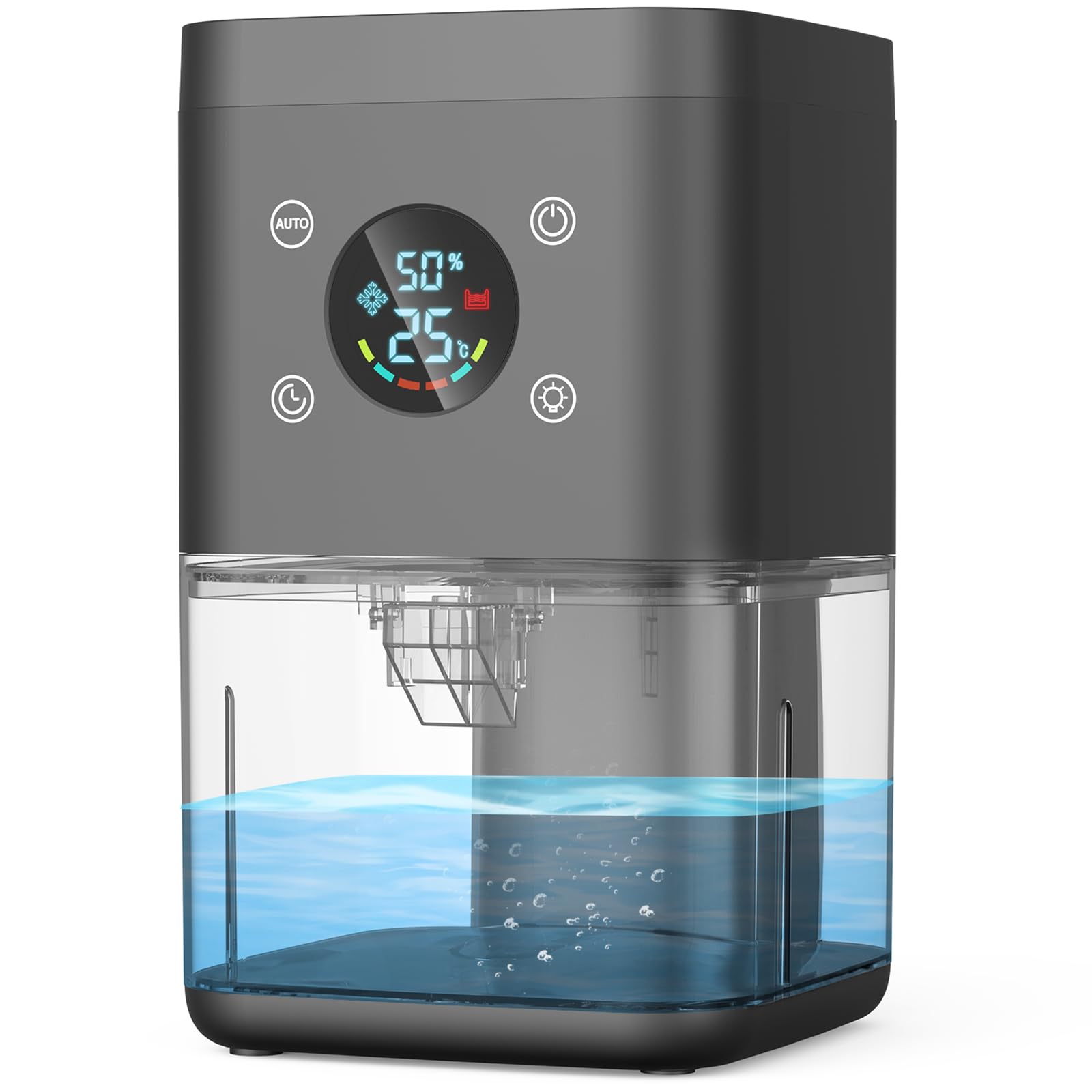 Deumidificatore 1800ML, Deumidificatore Casa Muffa, Desumidificatore silenzioso con timer, filtro e disiumidificazione intelligente, purificatore dell'aria-Nero