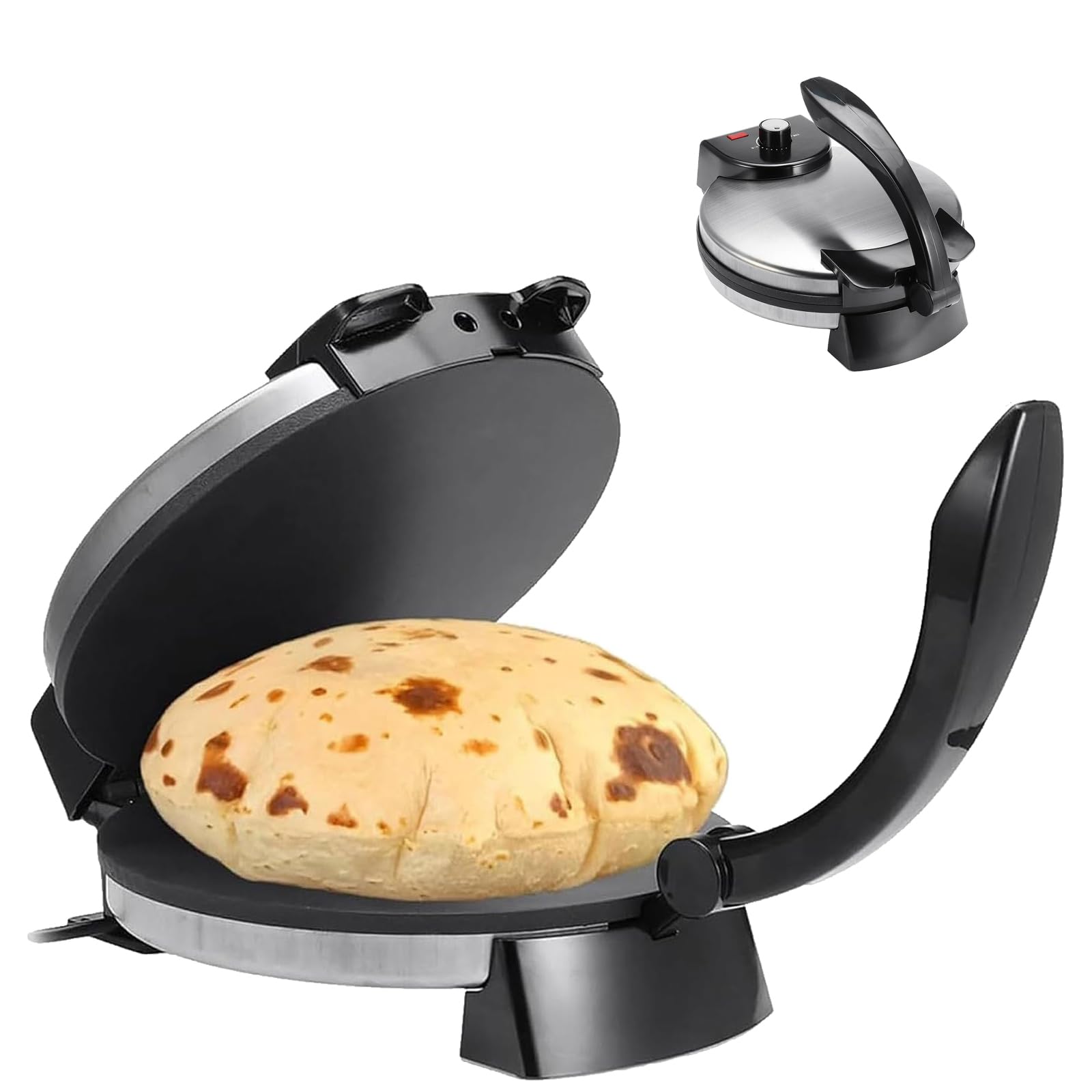 2000 W Electric Roti Maker, Tortilla Maker de 12 Pouces, Machine À Tortilla Chapati Automatique À Température Réglable, Surface Antiadhésive, Chauffage Double Face, pour Les Crêpes, Les Tacos