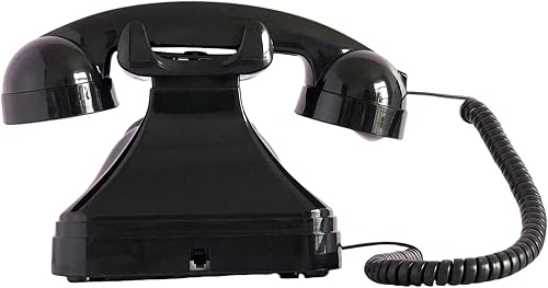 Miniatura 6 de Teléfono de casa retro de línea fija, teléfono de escritorio antiguo con cable TelPal con cable, juego de teléfono analógico decorativo negro