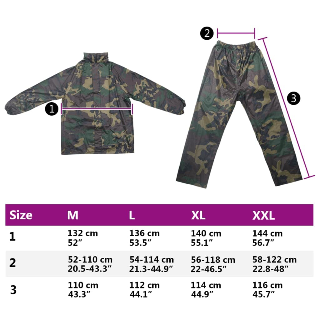 Traje impermeable de 2 piezas para hombre XXL con capucha y cintura elástica para exteriores, senderismo, camping, bicicleta de trekking