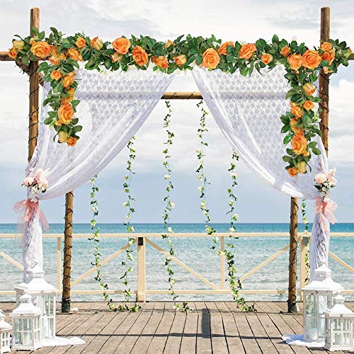 U'artlines 3Pcs Artificial Rose Vine Garland Total 19.5 Ft Silk Flower Hanging Baskets Plants For Indoor Outdoor Home Wedding Arch Garden Wall Decor（Set Of 3, Orange） #TOP7