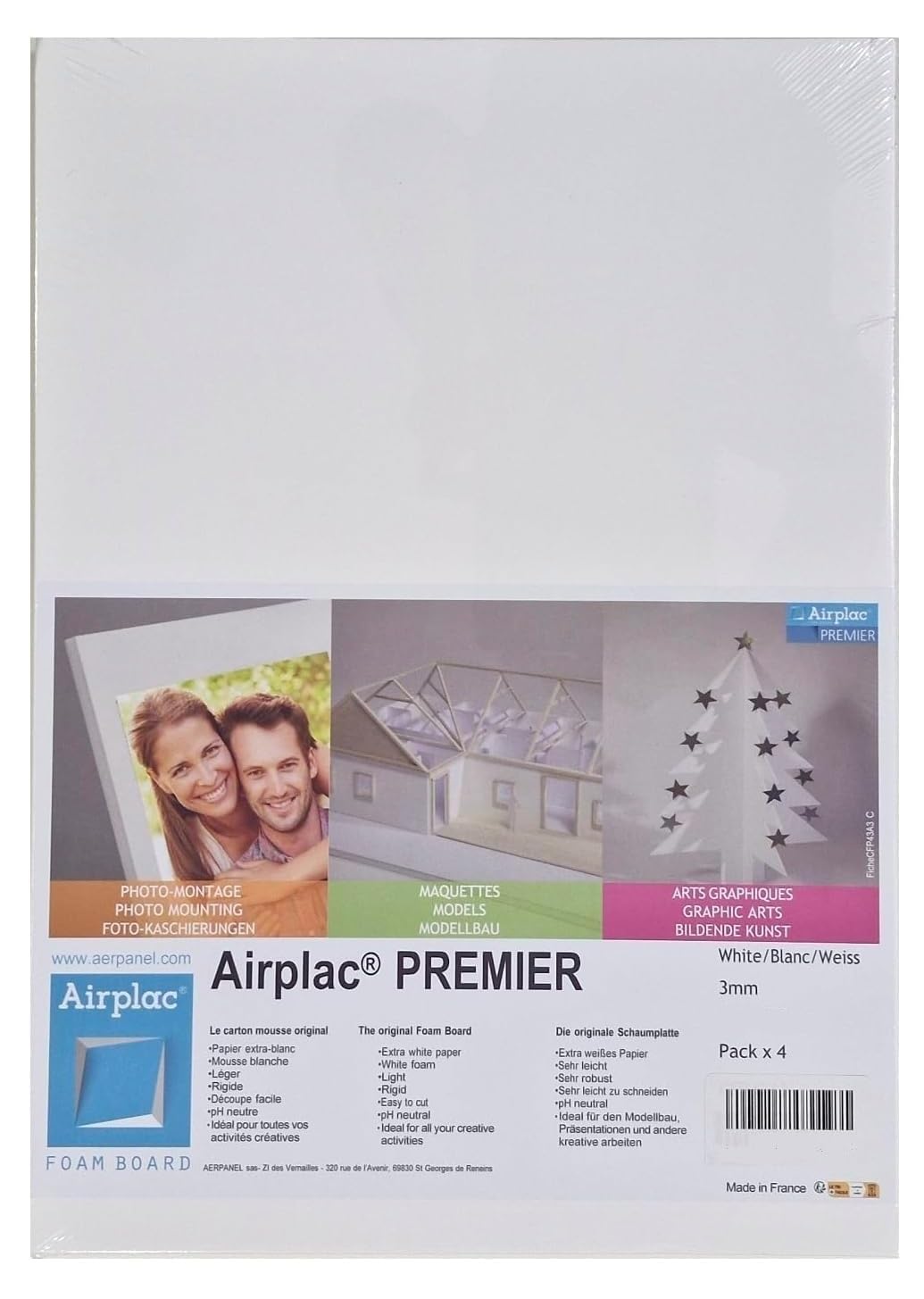 Classic A3 3 mm Cartone Piuma Schiuma Bianco Set di 4