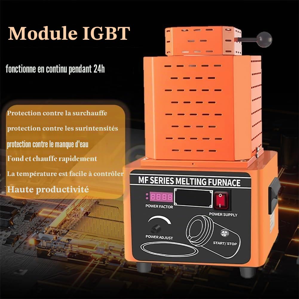 Four électrique De Fusion 5000 W, 1600 °c / 2912 °f, Kit De Coulée De Métaux pour L'industrie Et Les Ateliers, Temps De Fusion : 3 à 5 Minutes Black-3kg