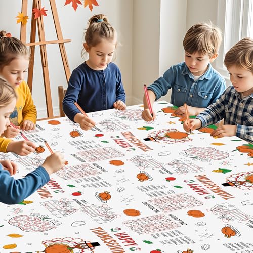 Happy Thanksgiving Coloring Tablecloth for Kids Giant Thanksgiving Paper Activity Table Co - image 6