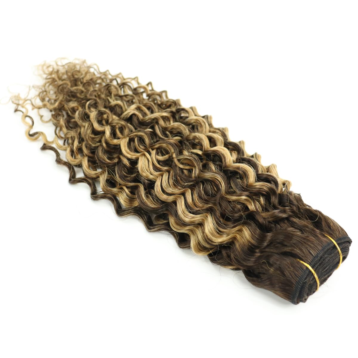 Hair Tissage Naturelle Blond Highlight Brun Curly Humain Cheveux Mèches Natural Wave 100% Remy Hair Extensions 100g/pc 16inch/40cm