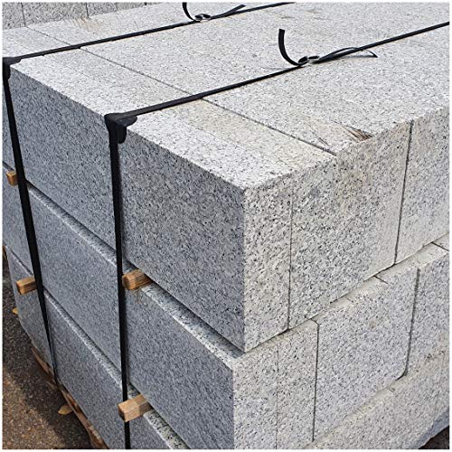 AUPROTEC Granit Bordstein Naturstein massiv 8 x 25 x 100 cm Leistenstein grau DIN EN 1343
